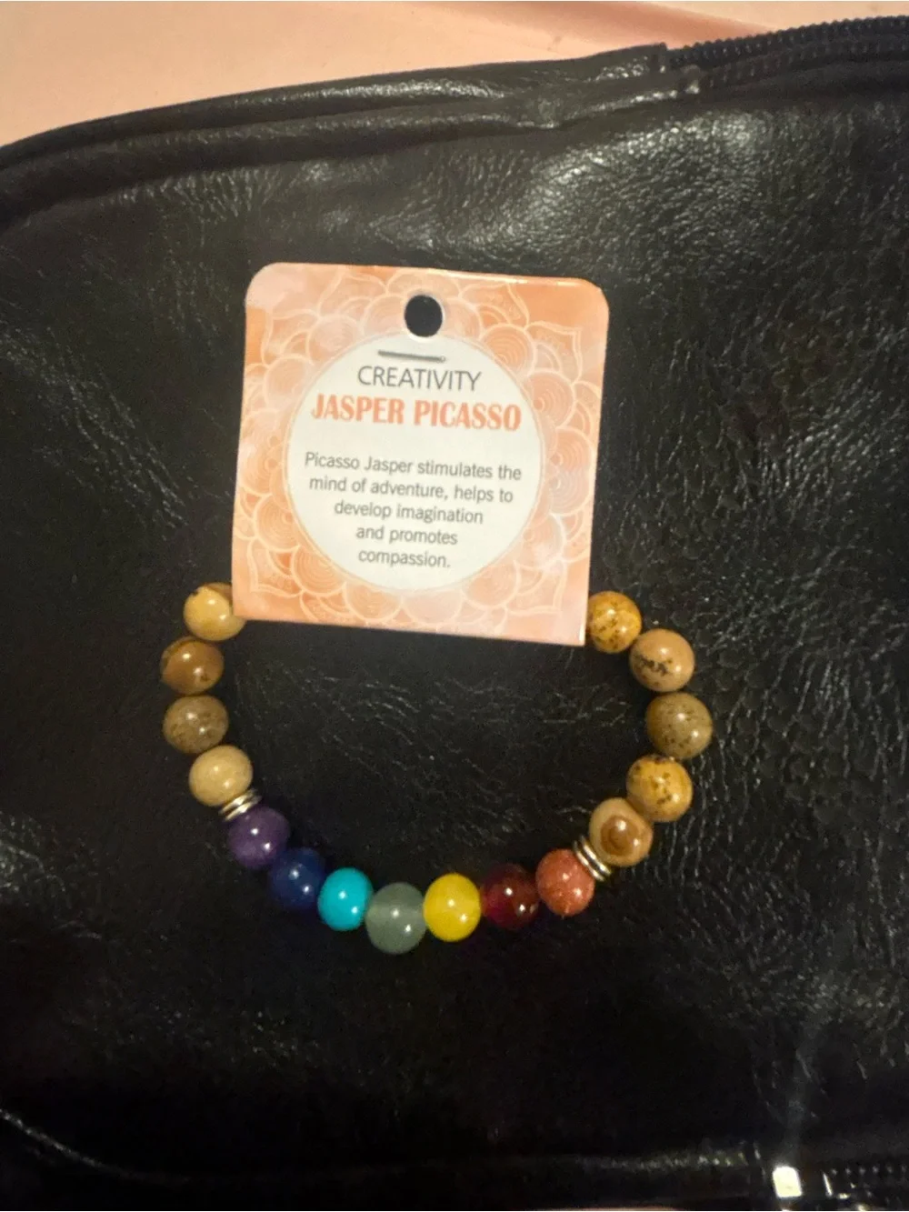 Jasper Picasso Beaded Chakra Stretch Bracelet - Multicolor